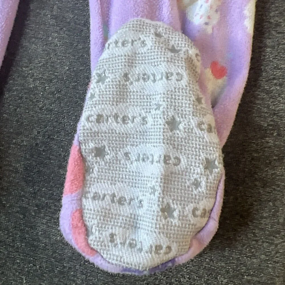 * CARTERS Purple‎ Cupcake Print Fleece Blanket Sleeper Girls 18 months